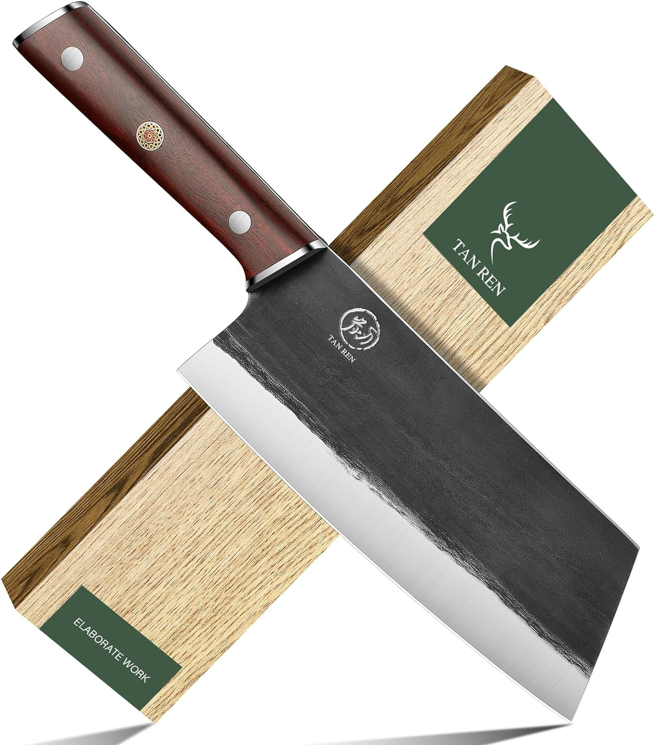  SHI BA ZI ZUO Chef Knife Chinese Vegetable Cleaver for Kitchen  Superior Class 7-inch Stainless Steel Knife with Ergonomic Design  Comfortable Wooden Handle: Home & Kitchen