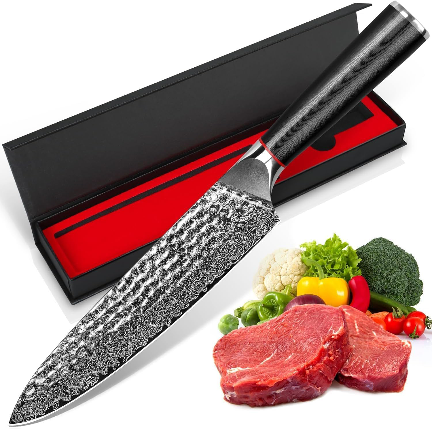 KD 8-Inch Chef's Knife: Precision Cutting with Black Pakkawood