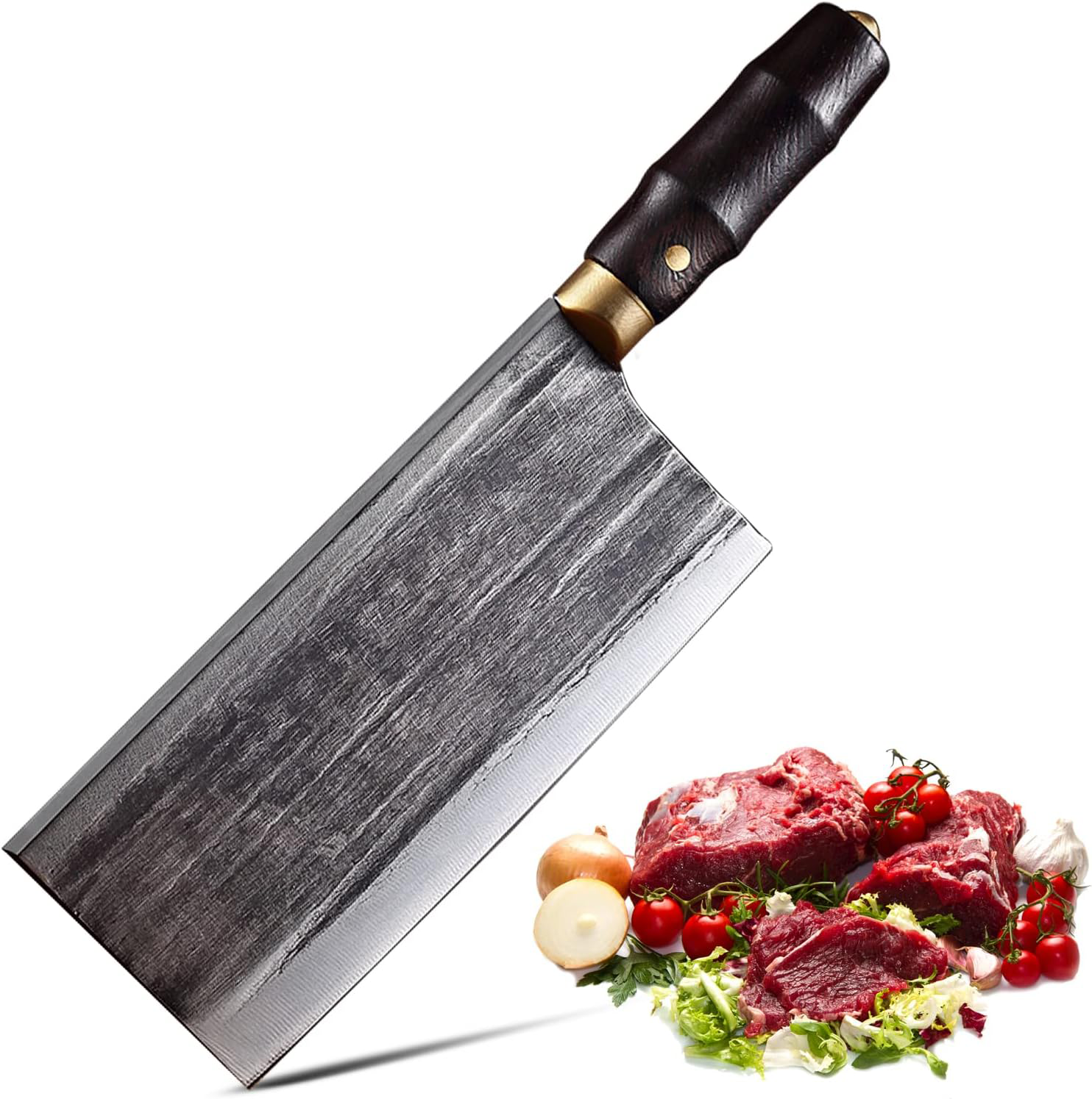 Cleaver Knife,Meat Cleaver, 8 Inch Chef Knife Handmade Forged Sharp Blade  Kitchen Knives Meat Cleaver Vegetables Slicing Butcher Knife for Kitchen