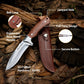 KD Hunting Knife Rose Wooden Handle Survival Camping with Sheath