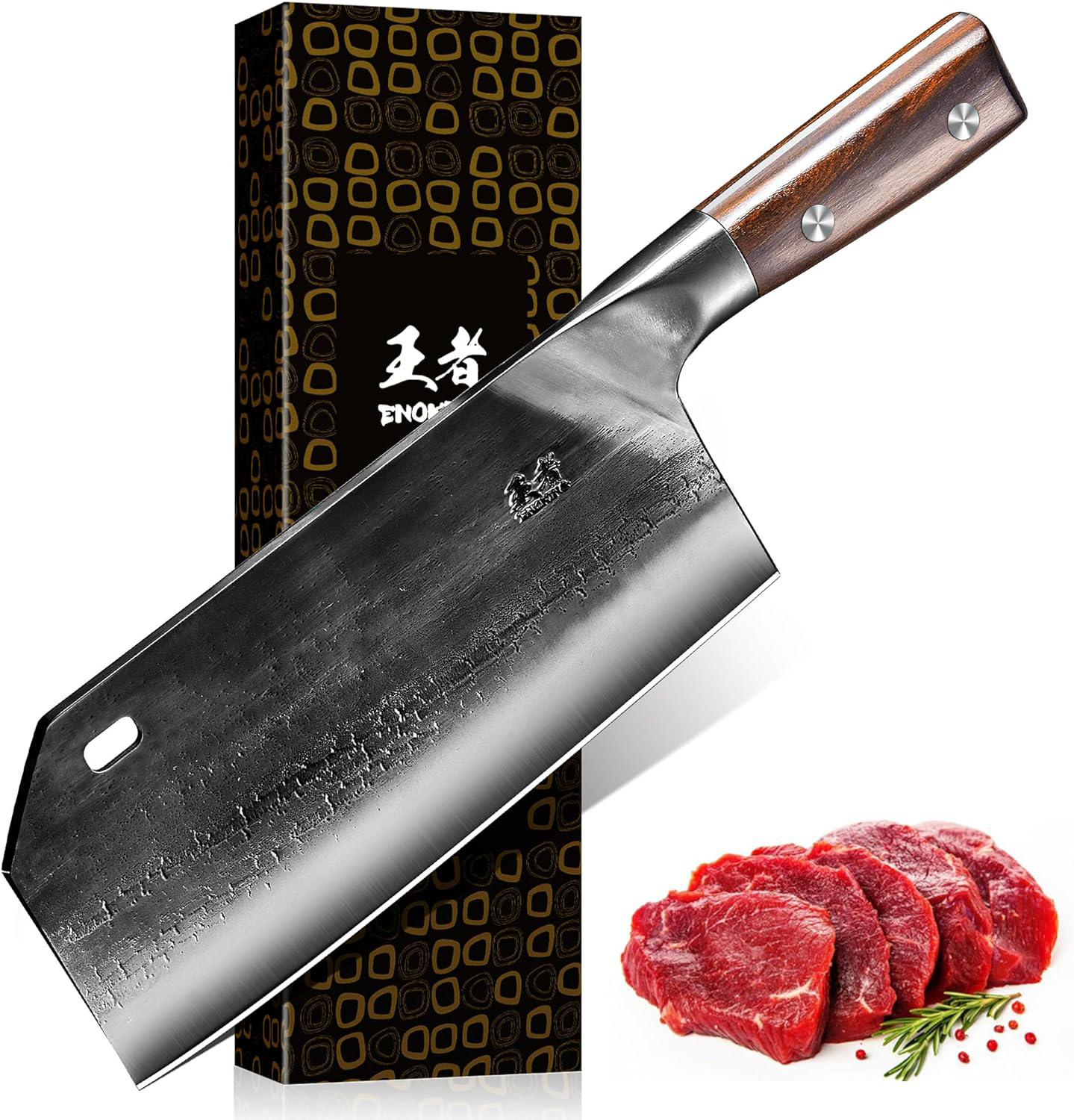 ENOKING Hand Forged Knife, 7 Inch Chef Knife, High Carbon Steel Meat Knife,  Super Sharp Blade, Ergonomic Wood Handle Kitchen Knife