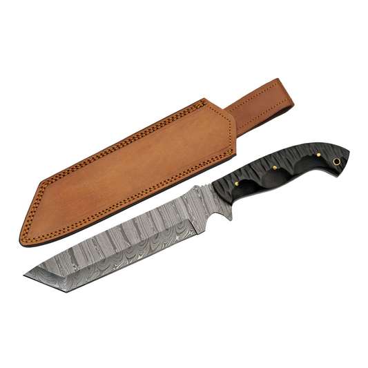 KD Hunting Knife 13” Wood Handled Outdoor Hunting Knife With Leather Sheath