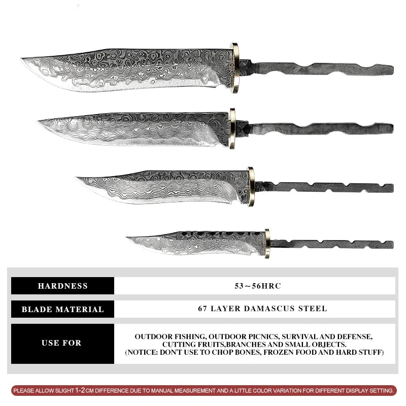 KD Utility Knife Blank DIY Damascus Steel Knife Blank Blade
