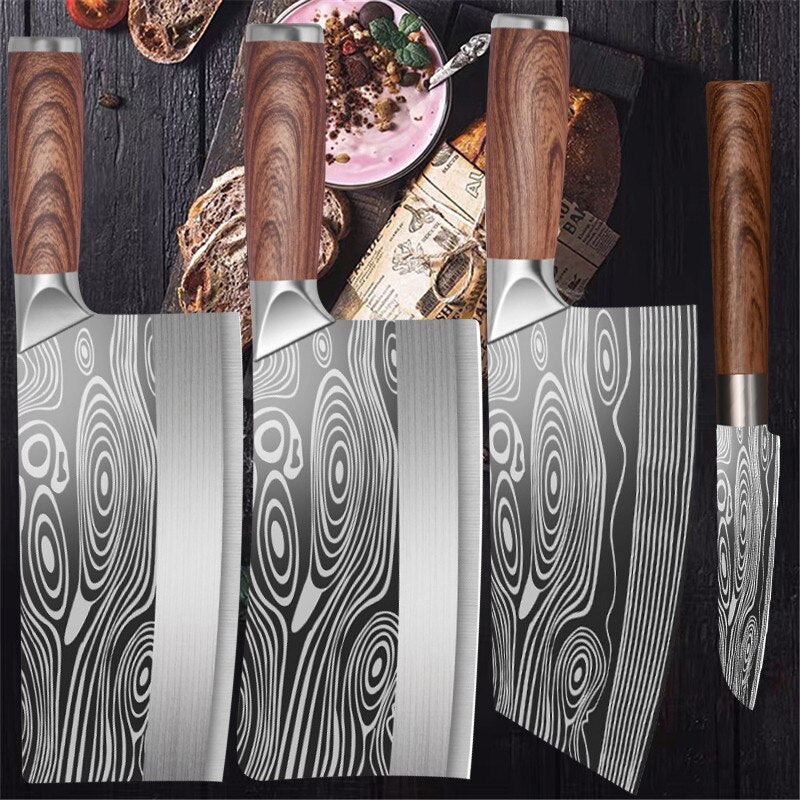 KD Chinese Kitchen Chef Knives Set Meat Chopping Cleaver Slicing Stain –  Knife Depot Co.