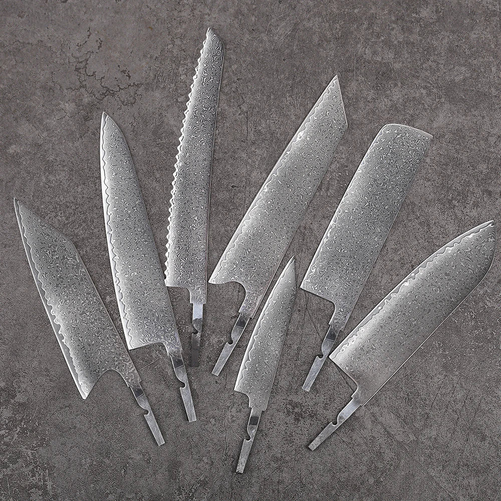 KD Japanese Kitchen Knives Blank Blade DIY Damascus Steel VG10 Blade