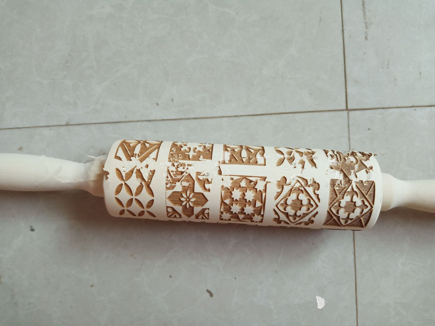 Wooden Square Embossed Rolling Pin Window Grille Printing