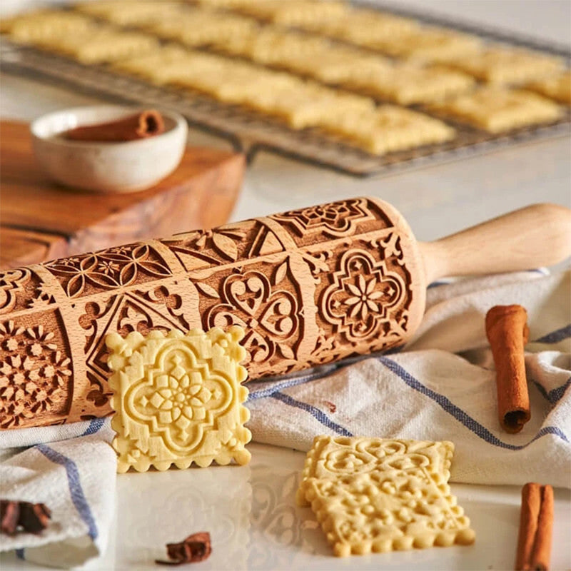 Rolling pin embossed, Engraved Rolling Pin, With Pumpkin