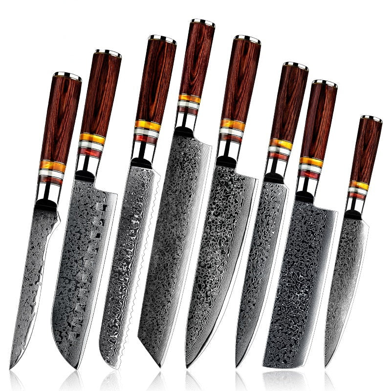 Steak Knife Set 4 pcs Damascus Kitchen Knives vg10 Japanese Damascus Steel  Utility Knife Blue Series Professional Chef's Knives Gift Box Protective