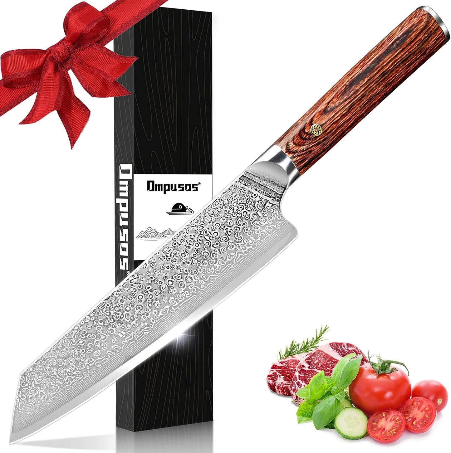 KD Kiritsuke Chef Knife 8" Damascus Steel VG10 with Gift Box