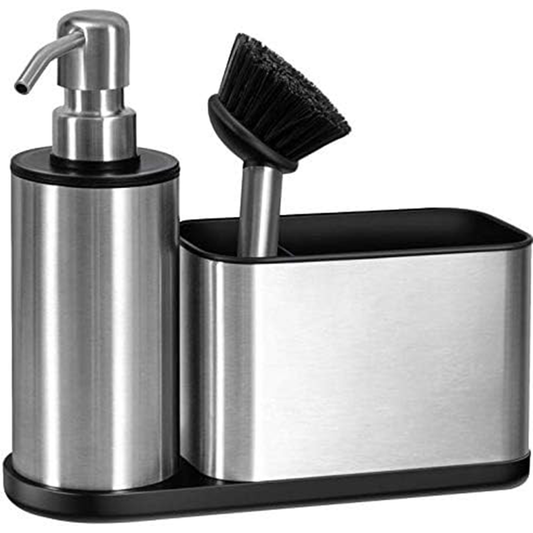 KD Bathroom Dish Soap Dispensers with Caddy Kitchen Sink Organizer Sponge Holder