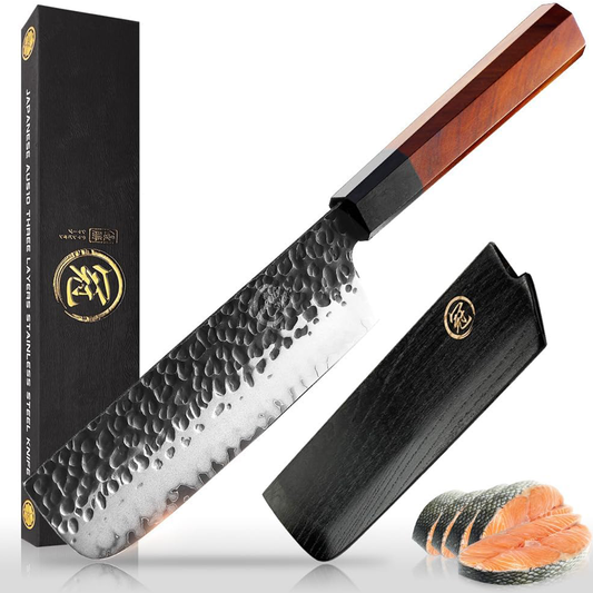 KD 7" Nakiri Chef Knife AUS10 3 layer High Carbon Steel with Gift Box