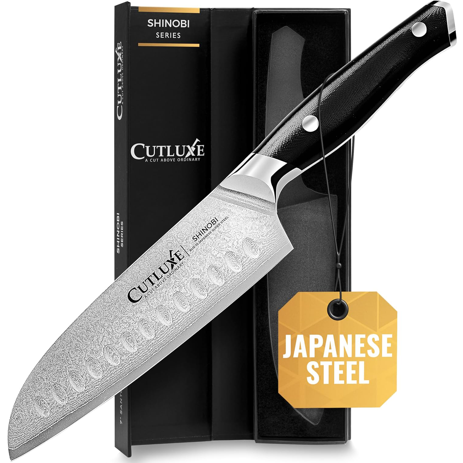 KD Santoku Chef Knife Japanese AUS10 Steel G10 Handle with Gift Box