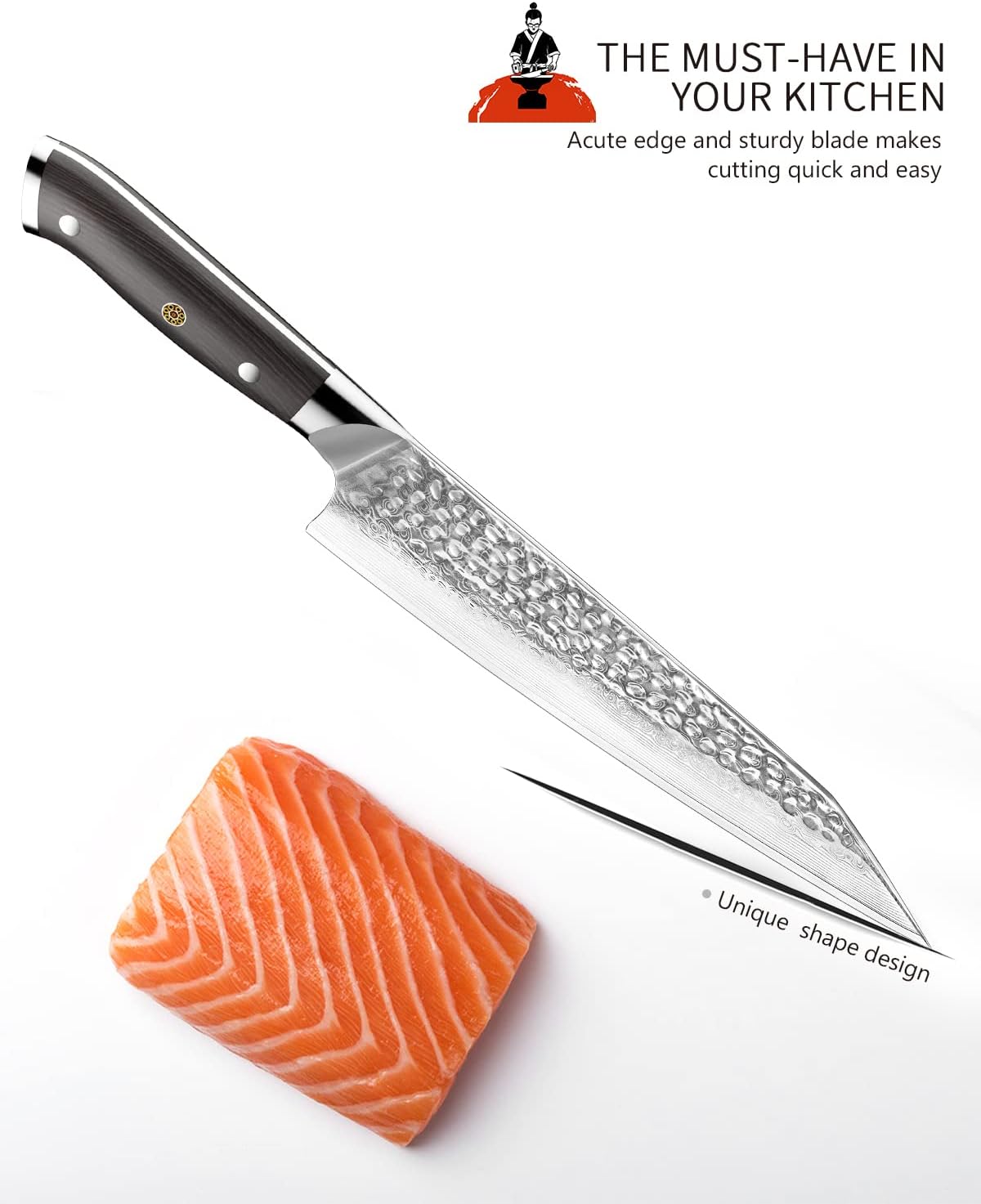 KD Kiritsuke Chef Knife Japanese VG-10 Steel Core with Gift Box