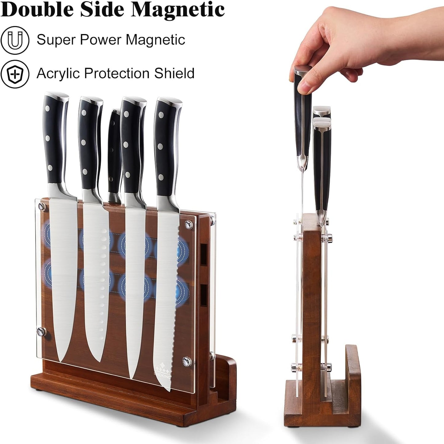 KD Magnetic Knife Block with Acrylic Shield Double Side Kitchen Knife Holder