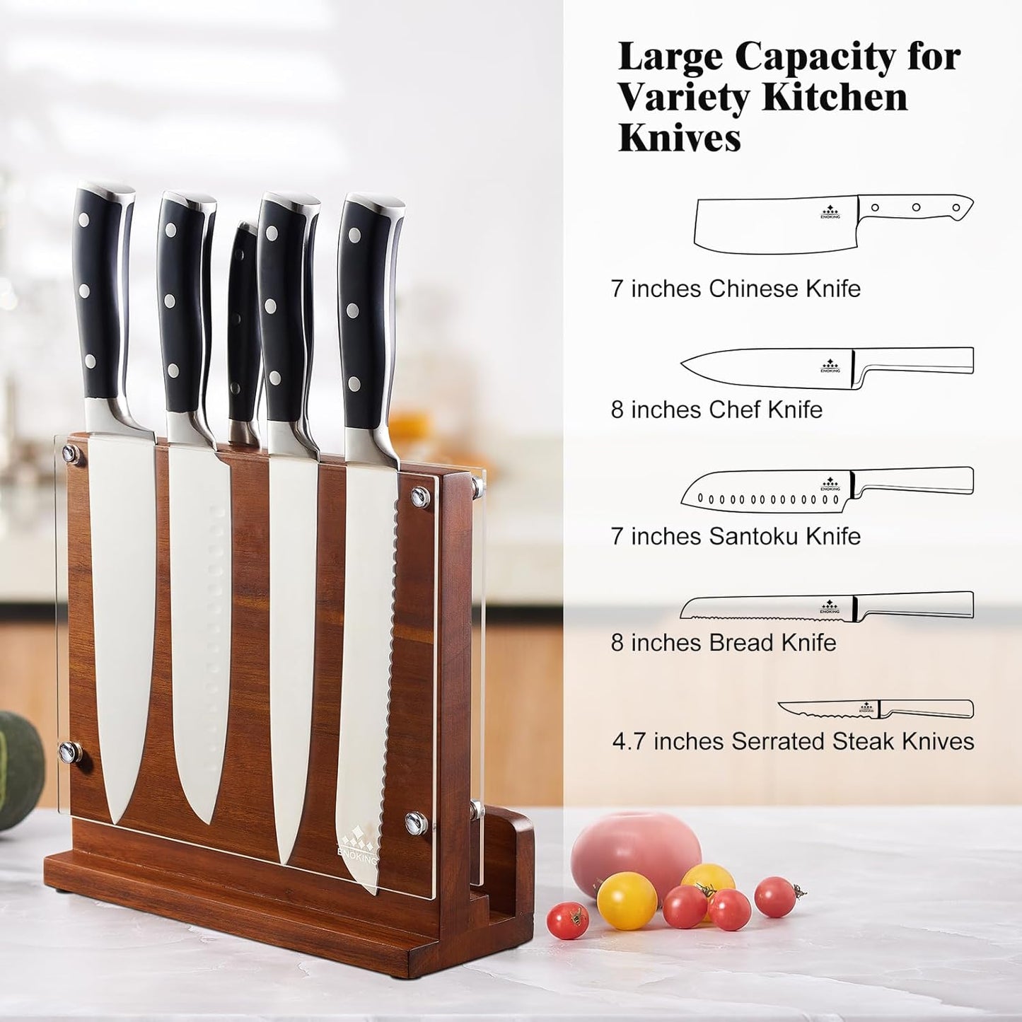 KD Magnetic Knife Block with Acrylic Shield Double Side Kitchen Knife Holder