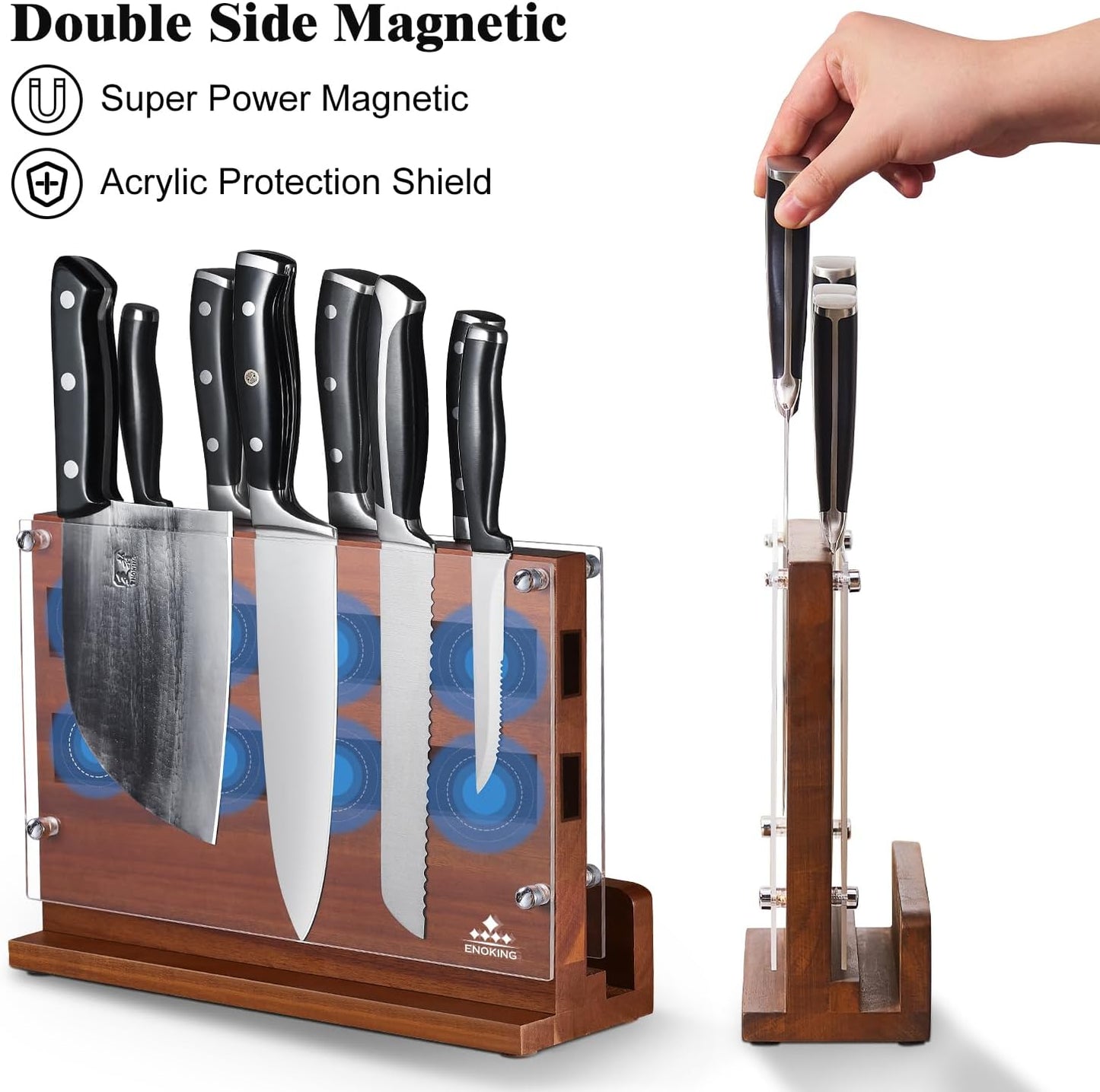 KD Magnetic Knife Block with Acrylic Shield Double Side Kitchen Knife Holder