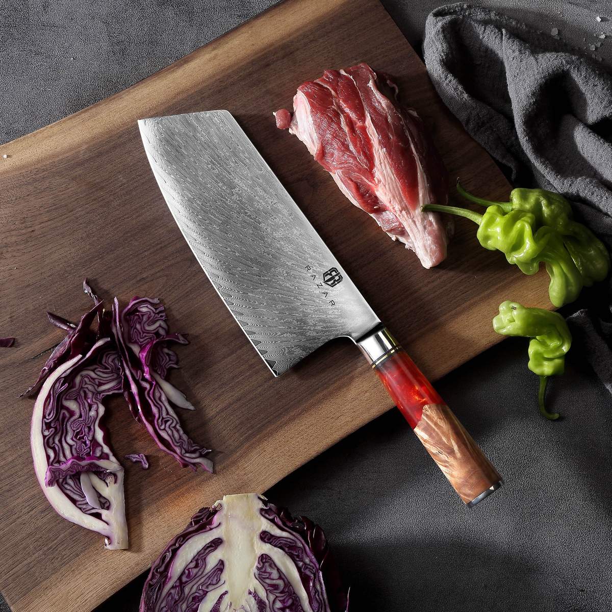 KD Damascus Chef's Knife Western Kitchen Knife Slicing Knife Chopping Knife