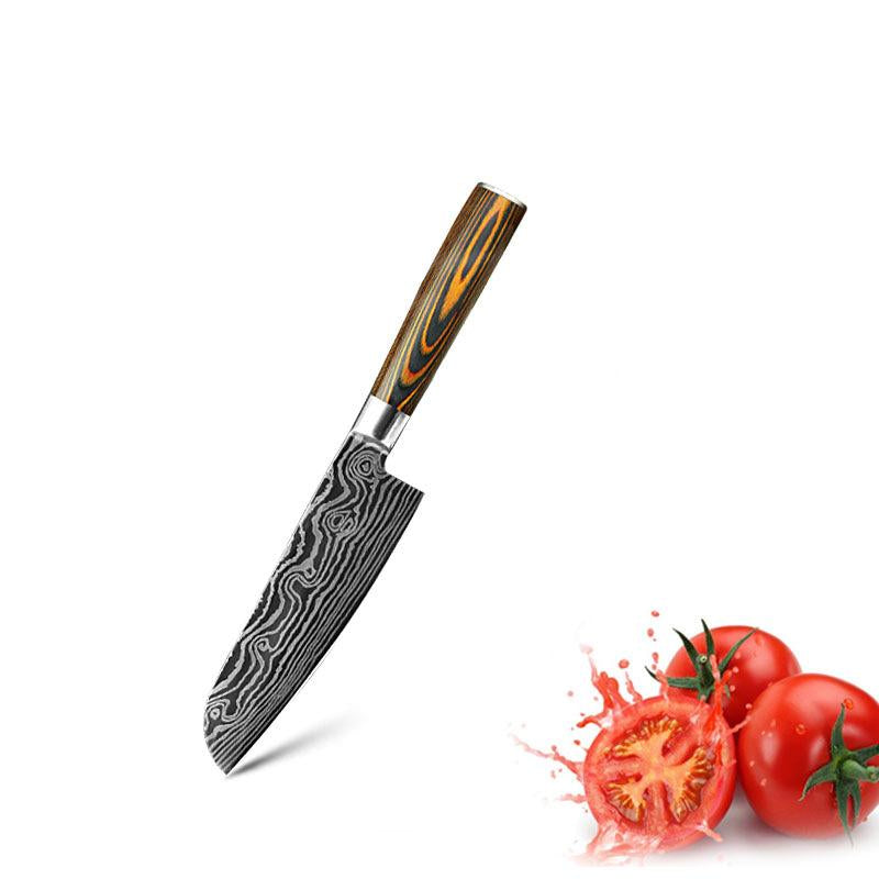 KD Mascus Knife Set, Laser Grain Stainless Steel Kitchen Knife, 6-piece Set
