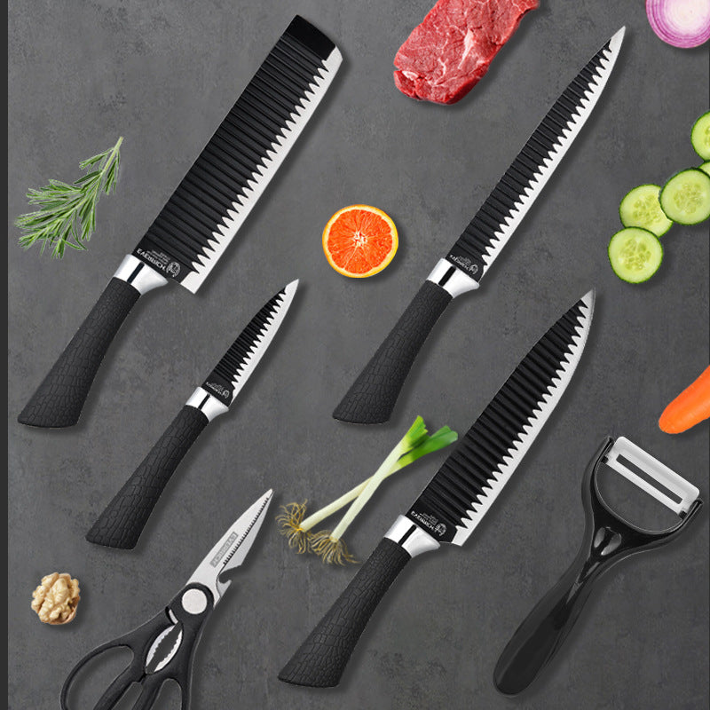 KD Knife Set Gift Set Knife Non-stick Household Knives Six-piece Kitchen Set Knives Corrugated Set Tool Magazine