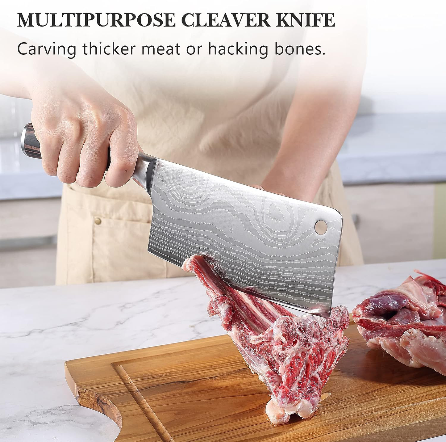 KD 7-Inch Meat and Vegetable Cleaver: Ultra Sharp Stainless Steel