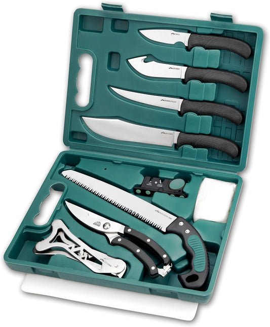 KD Hunting Knife Stainless Steel Set with Hard-Side Case