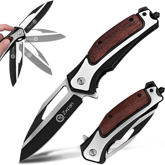 KD Pocket Knife with Liner Lock, Clip Folding Carbon Steel Knife