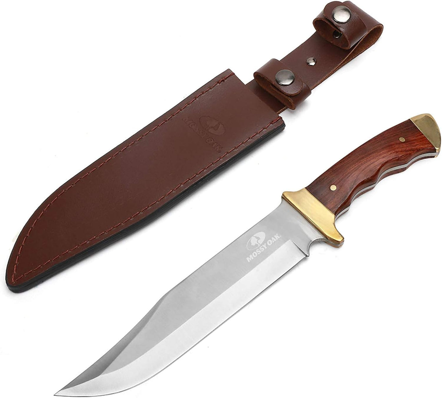 KD 14" Bowie Knife Wood Handle Hunting Knife with Leather Sheath for Camping