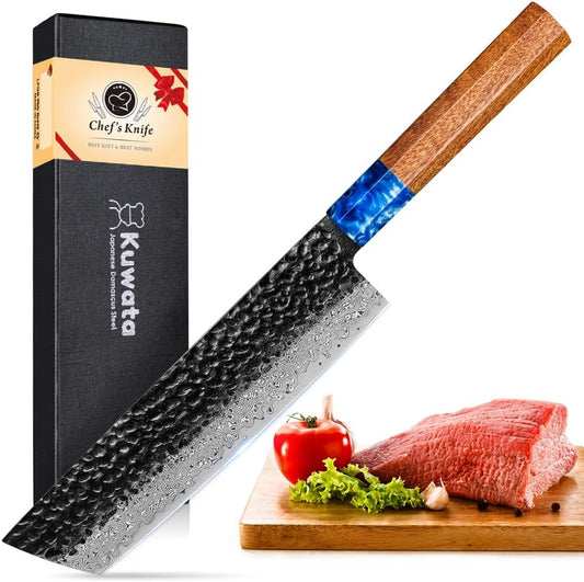 KD Japanese Nakiri Chef Knife 7'' Damascus Kitchen Knife with Gift Box