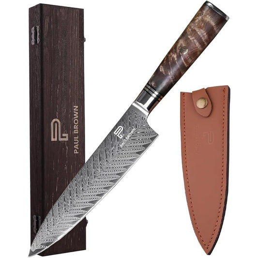 KD 67 Layers Damascus Steel Chef Knife With Pine Wood Gift Box