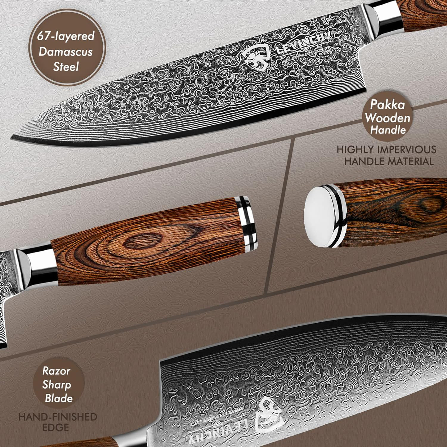 KD Japanese Razor Sharp Damascus Chef Knife with Gift Box
