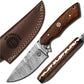KD Hunting Knife Damascus Knife Outdoor Camping with Leather Sheath