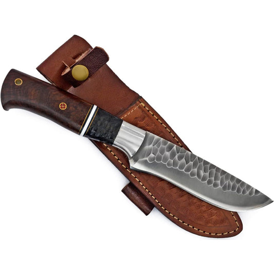 KD Fixed Blade Hunting Bowie Knife with Leather Sheath