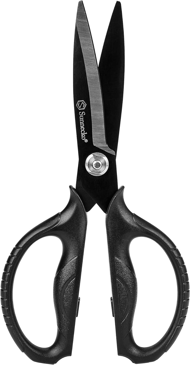 KD 8" Kitchen Scissors Heavy Duty Black Titanium Coated