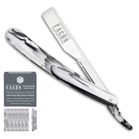KD Marble Straight Edge Barber Knife Salon Quality Cut Throat Shavette