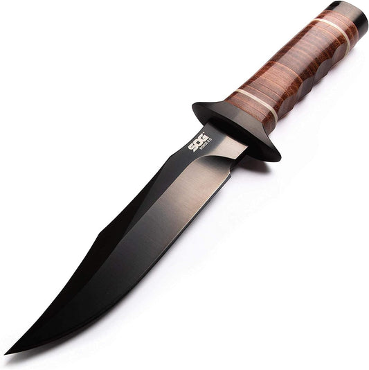 KD Hunting Knife 6.4" Blade Coating AUS-8 Steel with Leather Knife Sheath