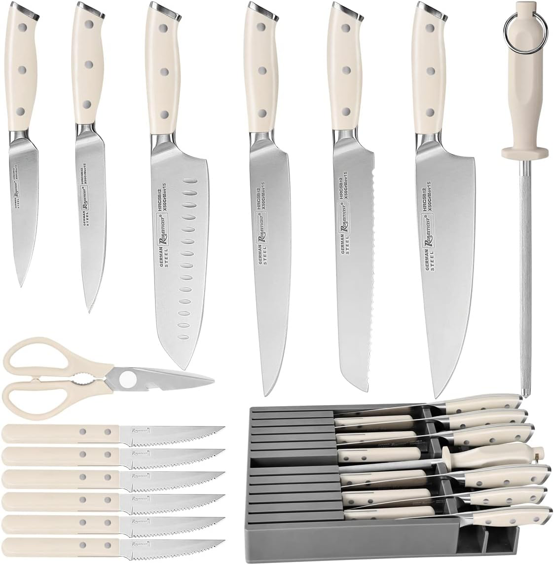KD 16-Piece German Kitchen Knives Set Cutting Board & Knife