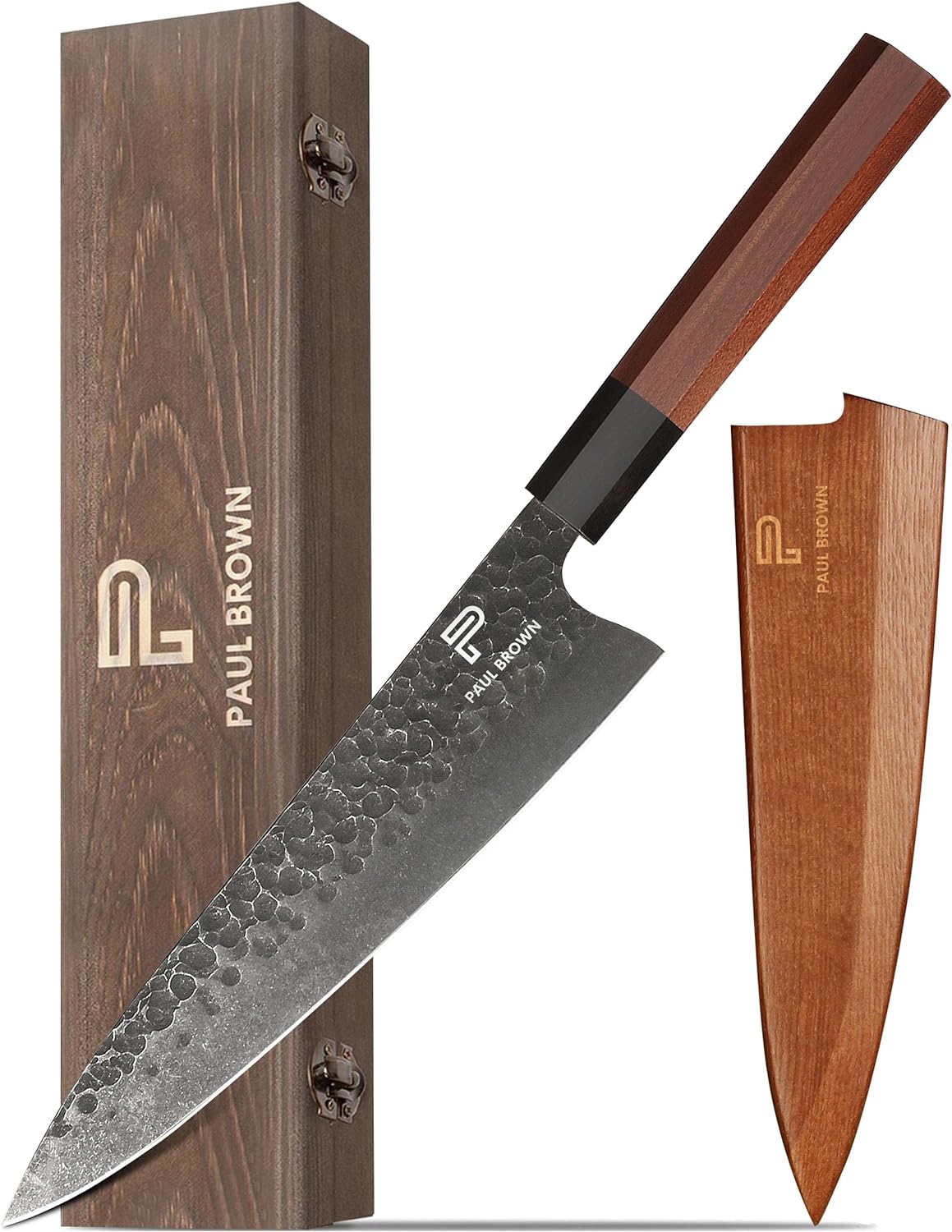 KD Hand Forged Chef Knife High Carbon Steel with Wooden Sheath & Box