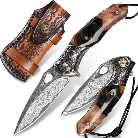 KD Pocket Folding Knife With holster Suitable for outdoor camping and hunting