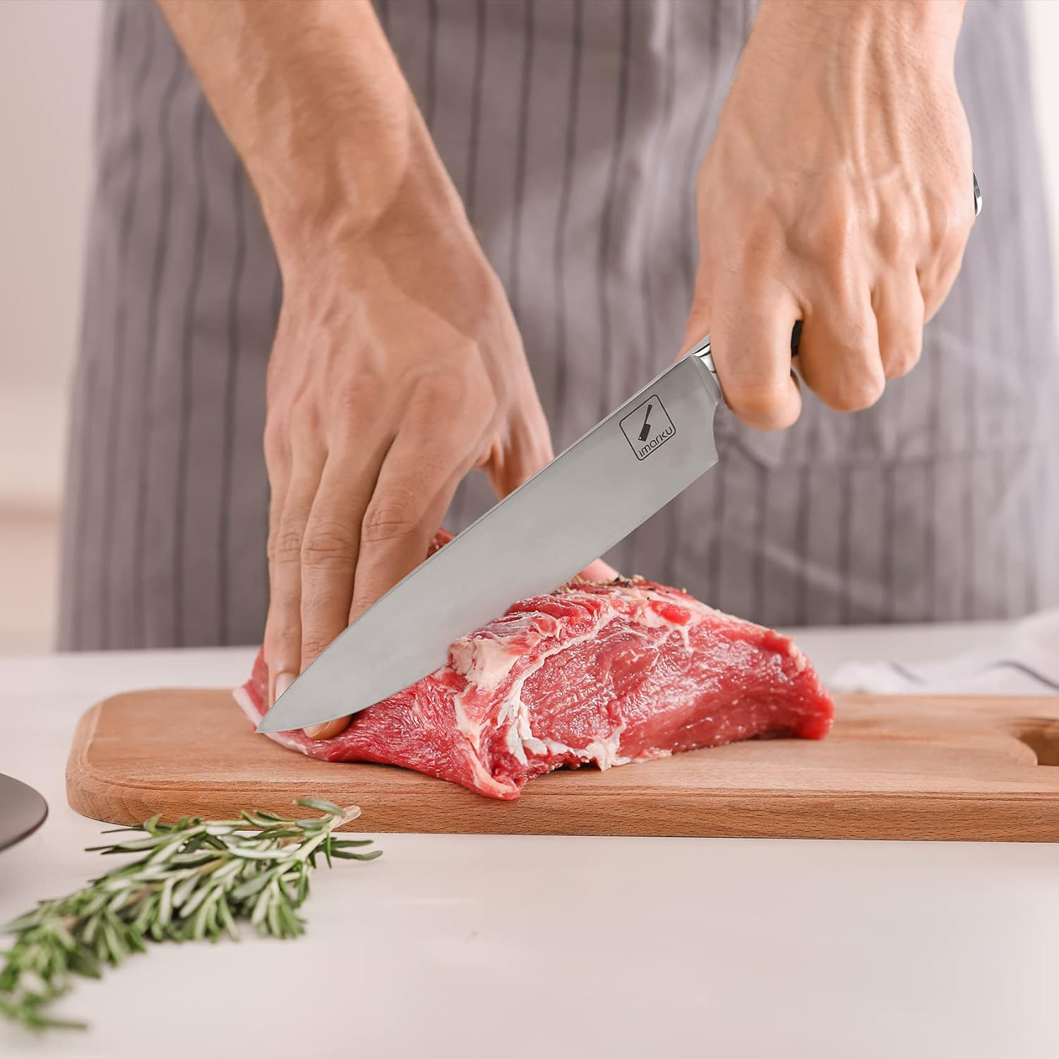 KD 8-Inch Chef's Knife: Precision Cutting with Black Pakkawood