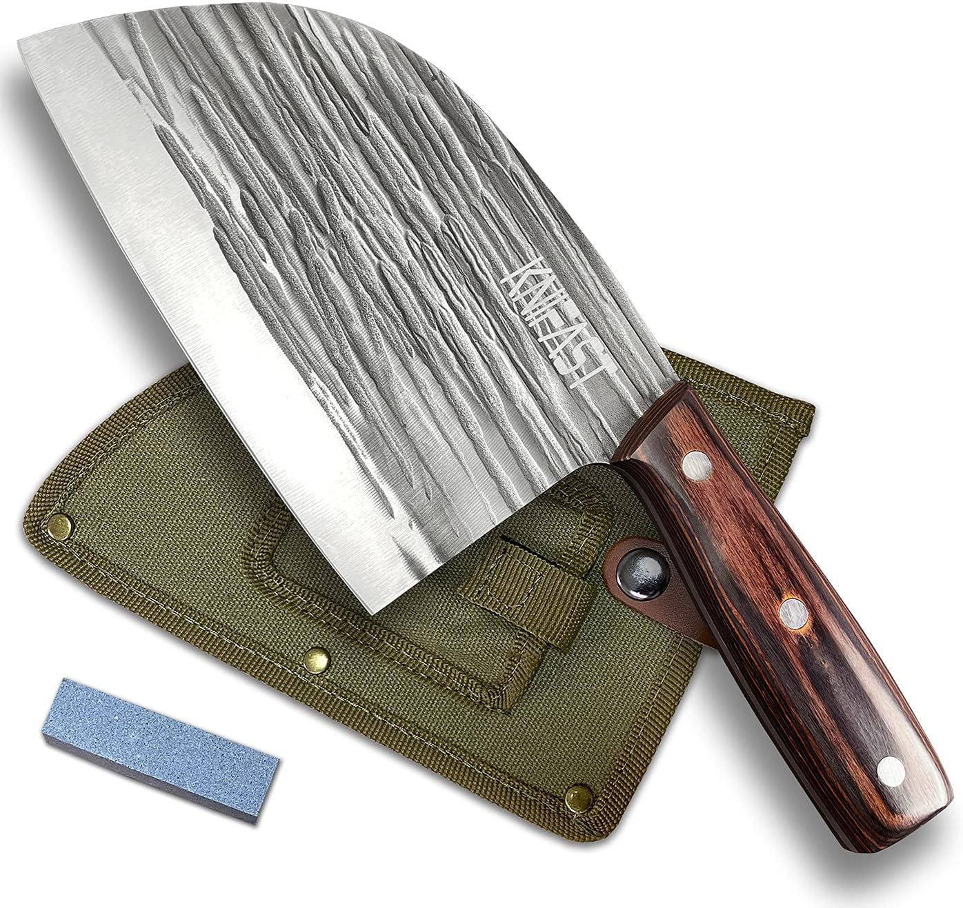 KD Serbian Handmade Forged Cleaver Kitchen Knife Chef Butcher Slicing Knife With Knife Stone Grinder