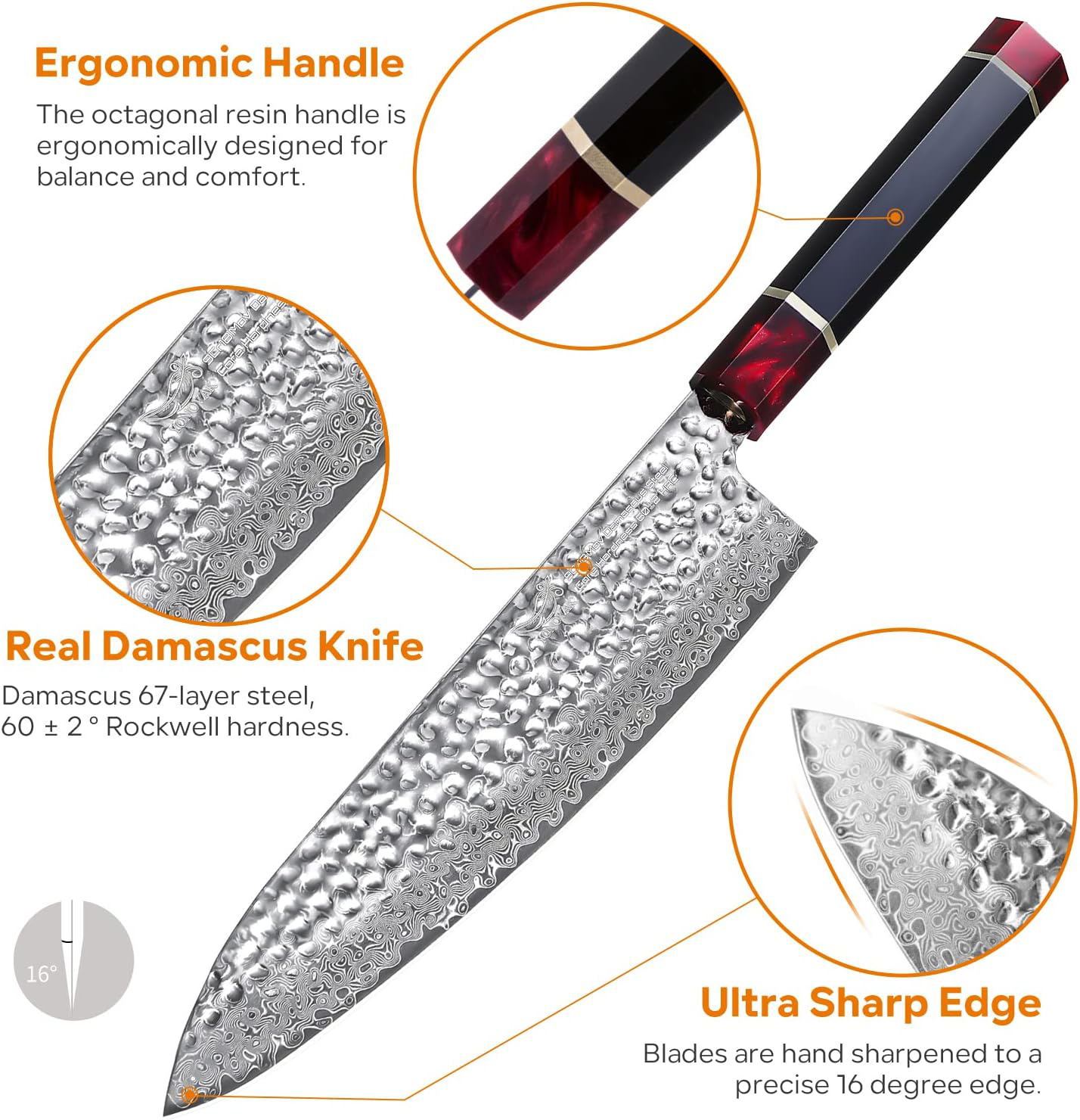 KD Japanese 67 Layer Damascus Chef Knife with Gift Box