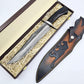 KD Damascus Steel Hunting Knife with Leather Sheath & Gift Box