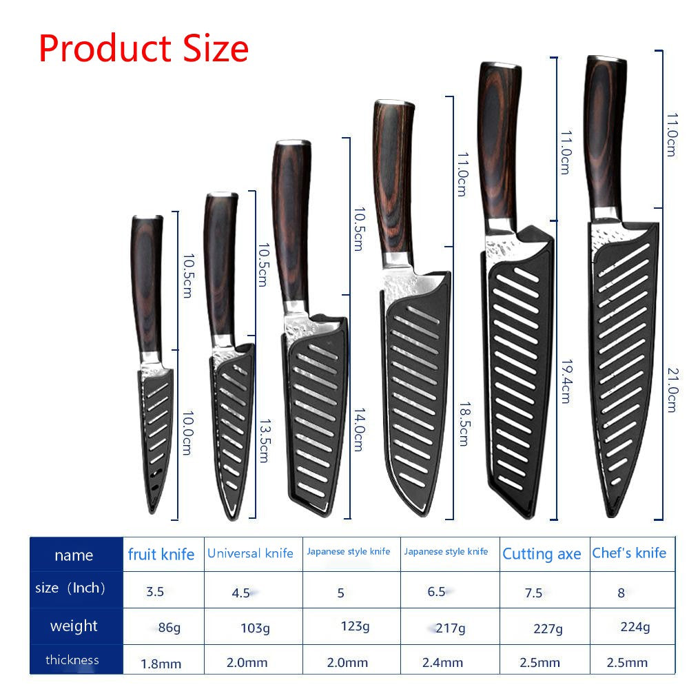 KD Knife Stainless steel kitchen knives with knife set 6 pieces loose set
