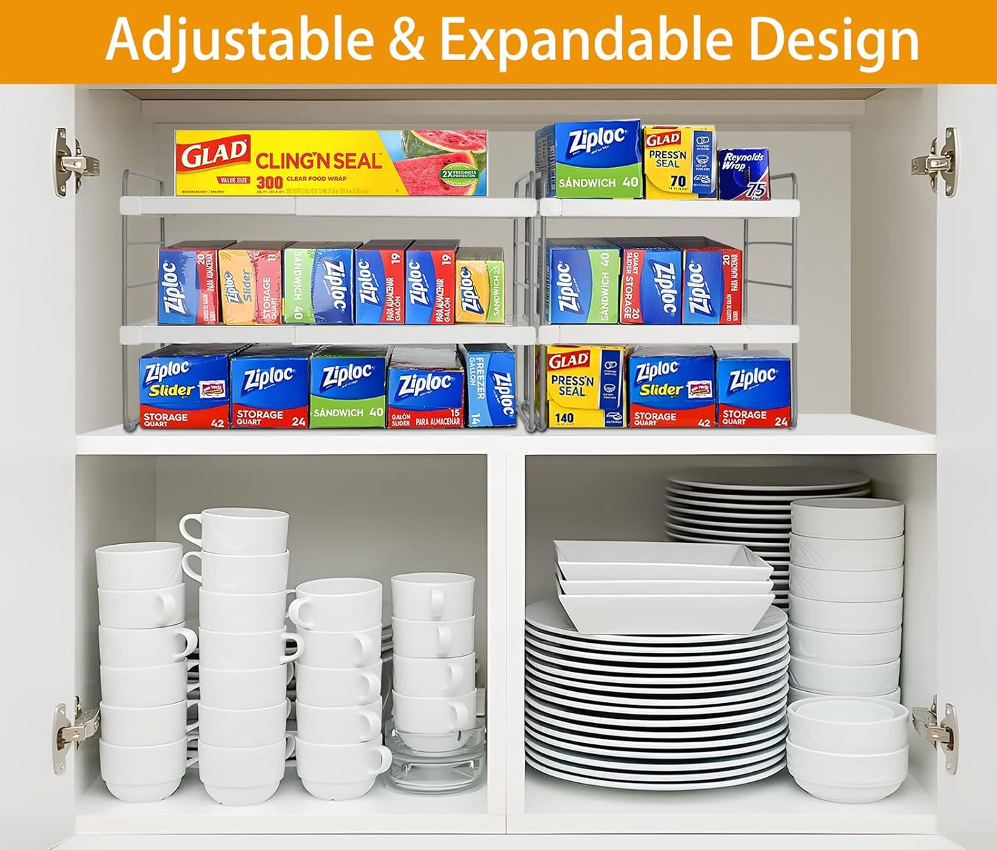 KD Pantry Organization and Storage Expandable Foil and Plastic Wrap Organizer