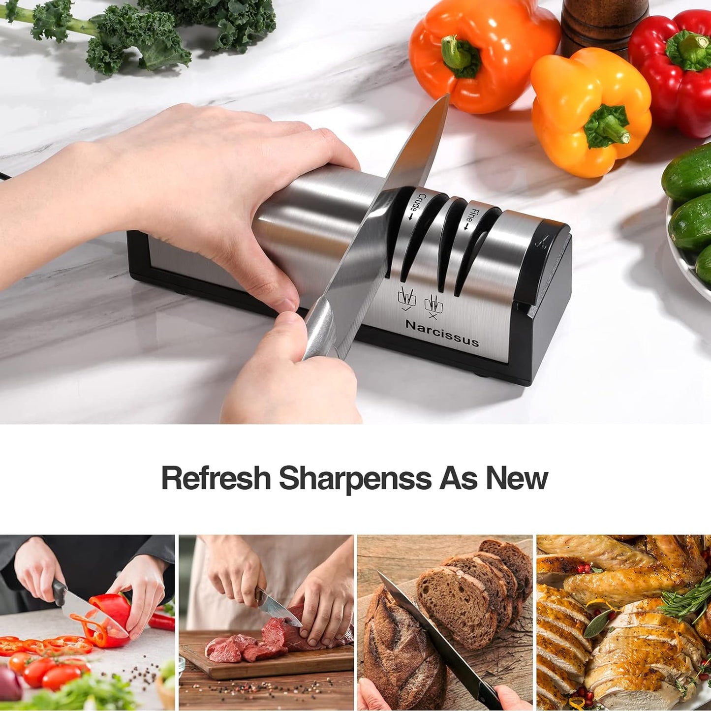 KD Knife Sharpener 2 Stage Electric Knife Sharpener for Sharpening & Polishing