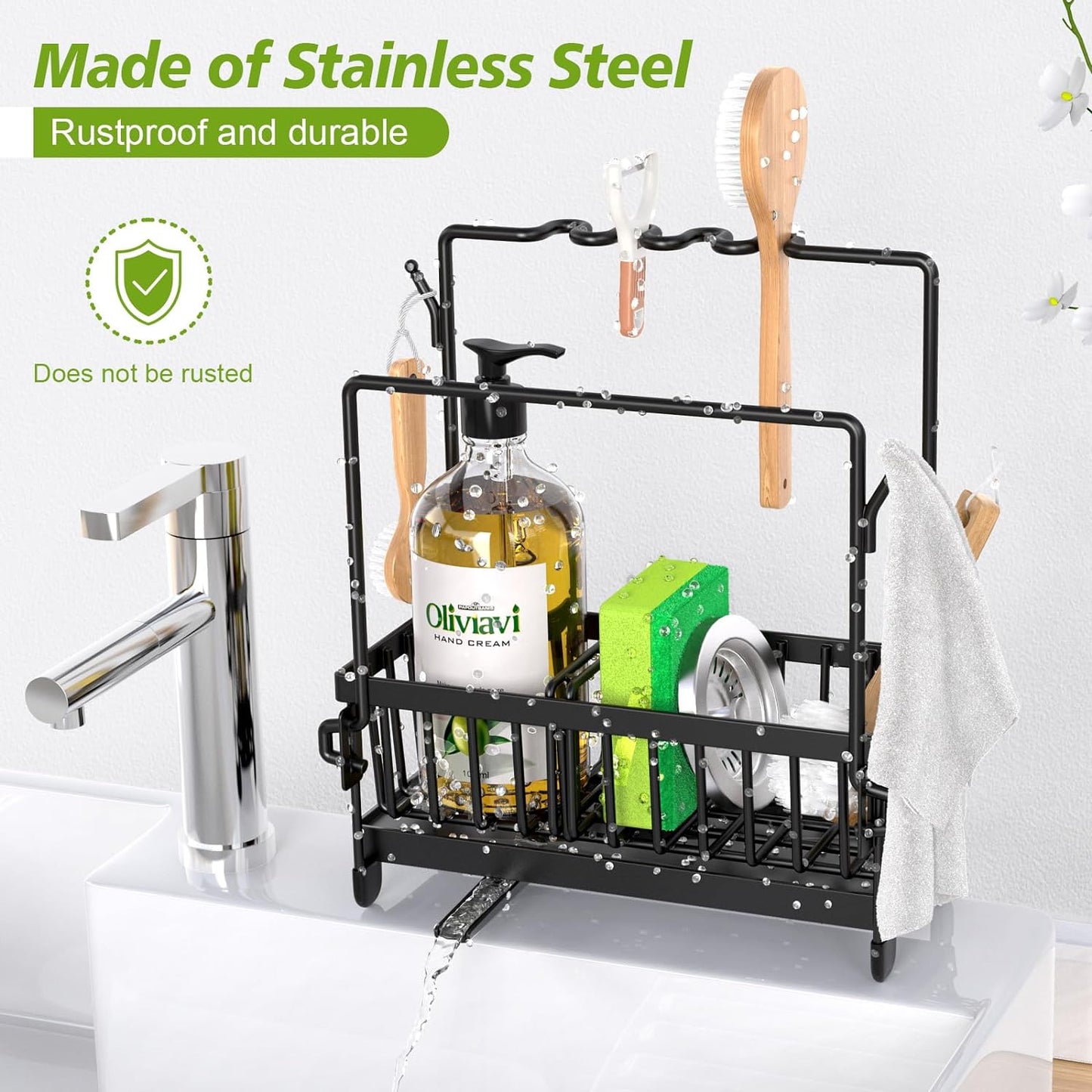 KD Kitchen Sink Organiser Stainless Steel Sponge Holder