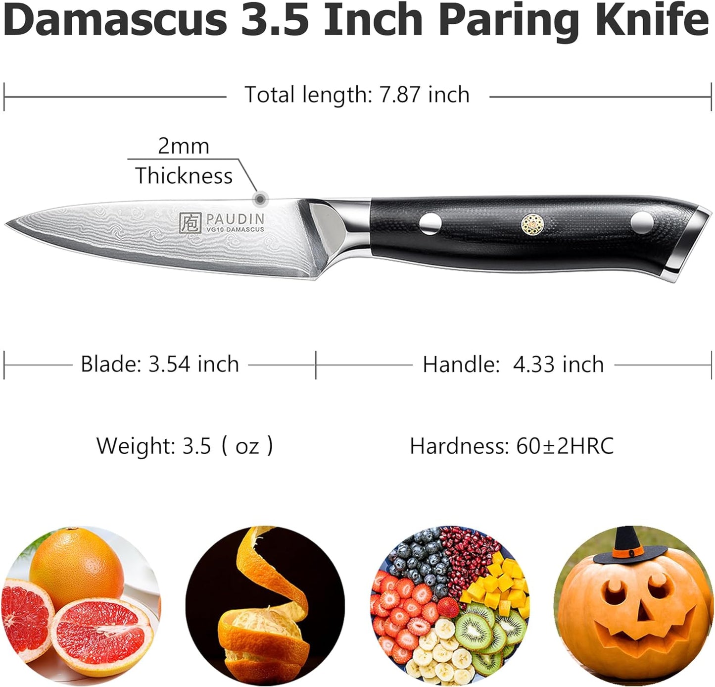 KD 3.5" Paring Knife 67 Layer Damascus Steel VG-10 with Gift box