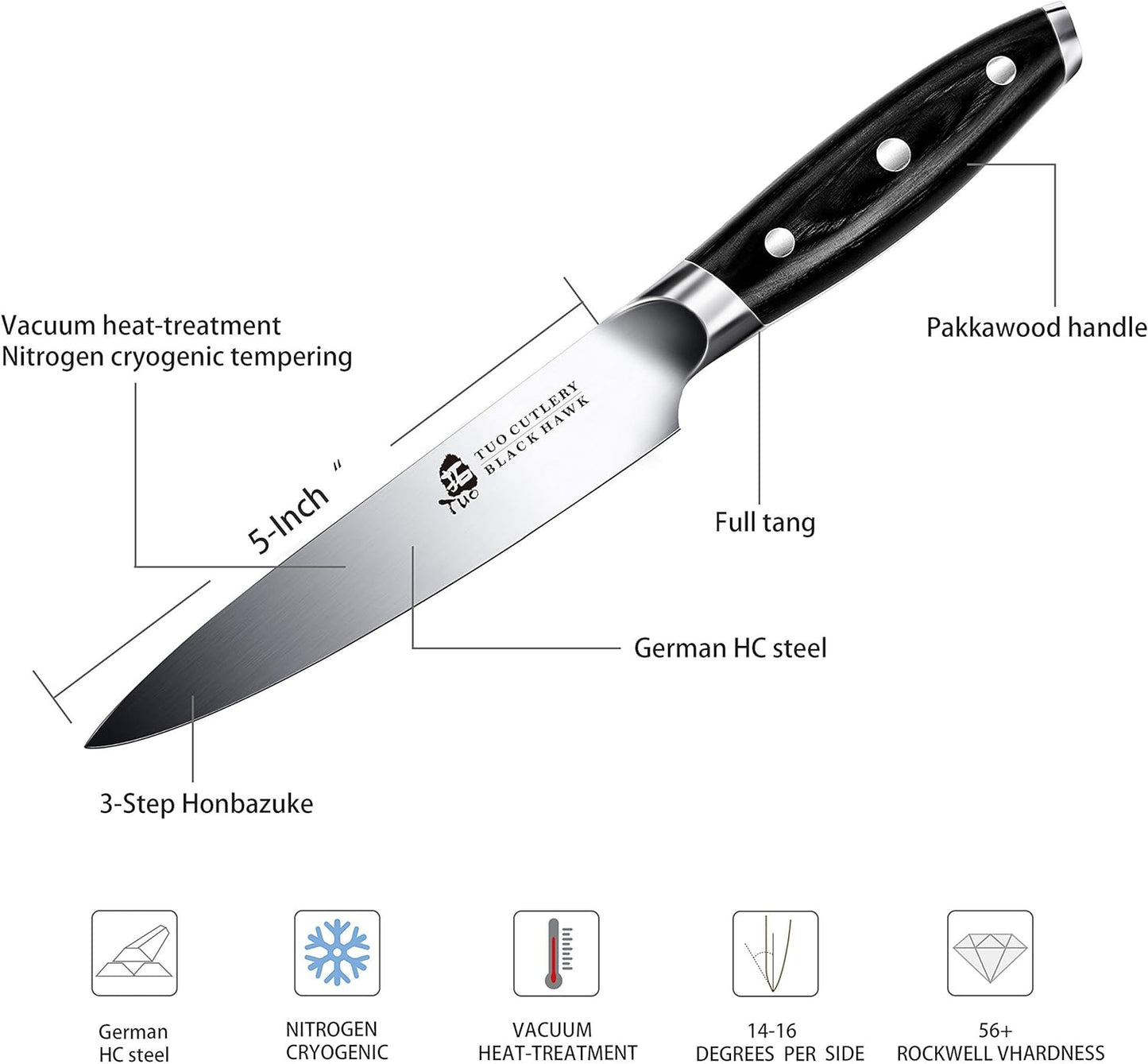 KD Utility Knife Kitchen Chefs knife German Stainless Steel with Gift Box