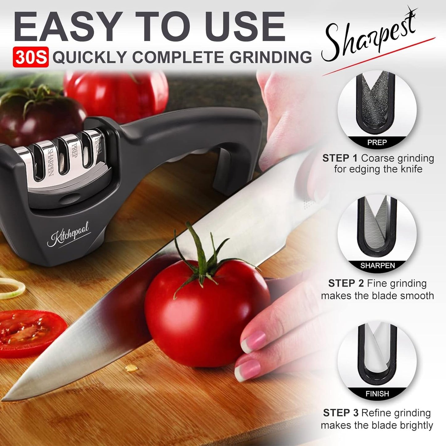 KD 4-in-1 Knife Sharpener Kit with Cut-Resistant Glove