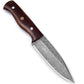 KD Hunting Knife Damascus Steel Knife for Outdoor with Cowhide Leather Sheath